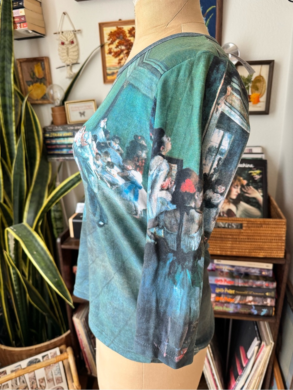 Breeke 3/4 Sleeve Graphic T-shirt Edgar Degas Print “ The Dance Class” Medium - Picture 2 of 10